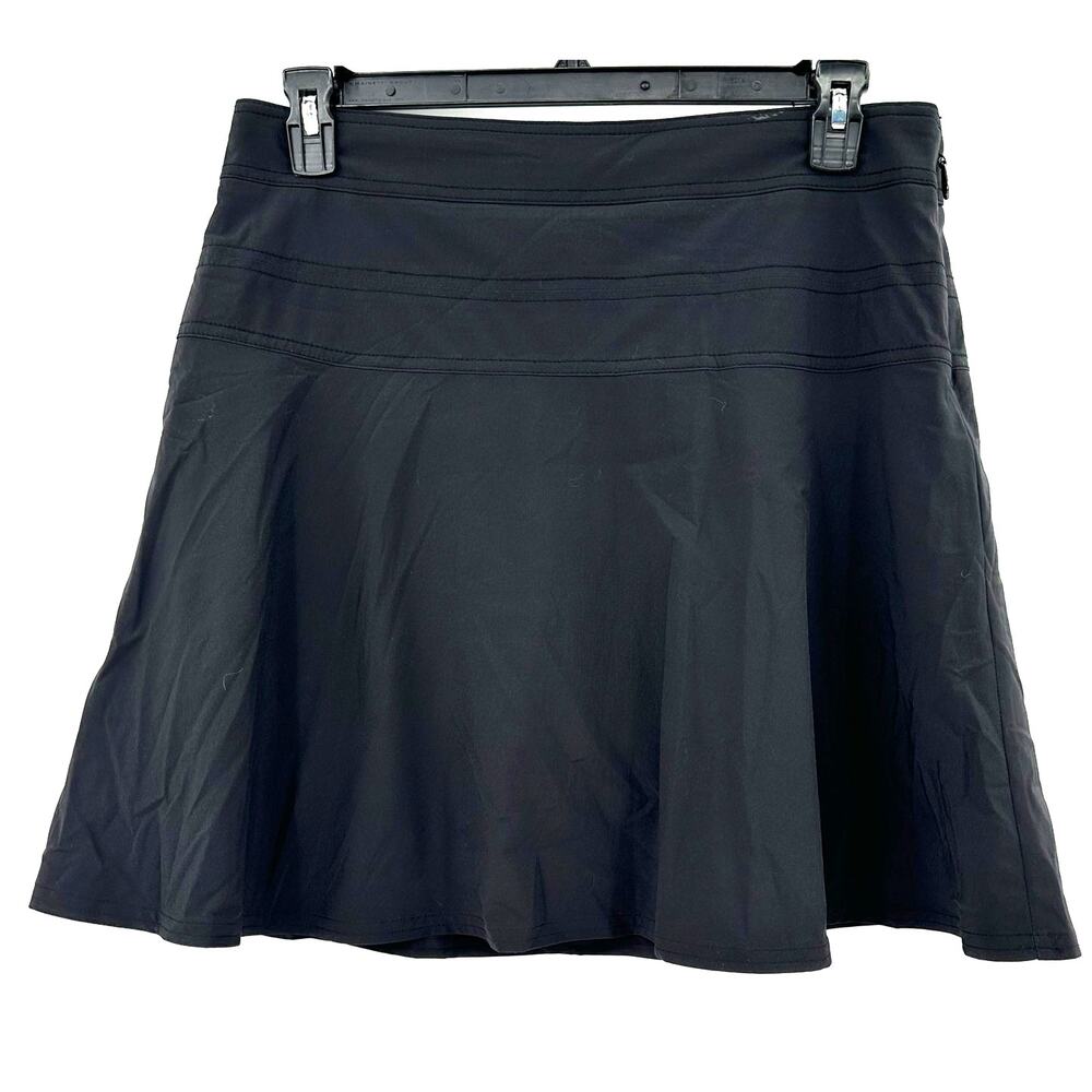 Athleta Size 12 Black Skort Side Zip Drawstring A Line Built in Shorts Active